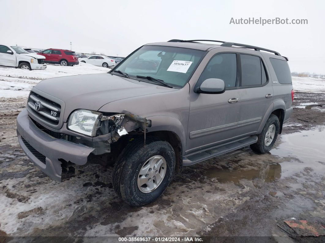 2002 Toyota Sequoia Limited Серый vin: 5TDBT48A12S134035