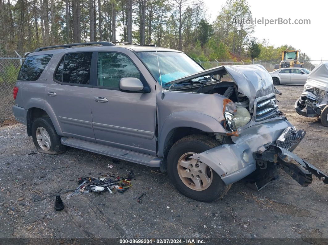 2002 Toyota Sequoia Limited Серый vin: 5TDBT48A12S135296