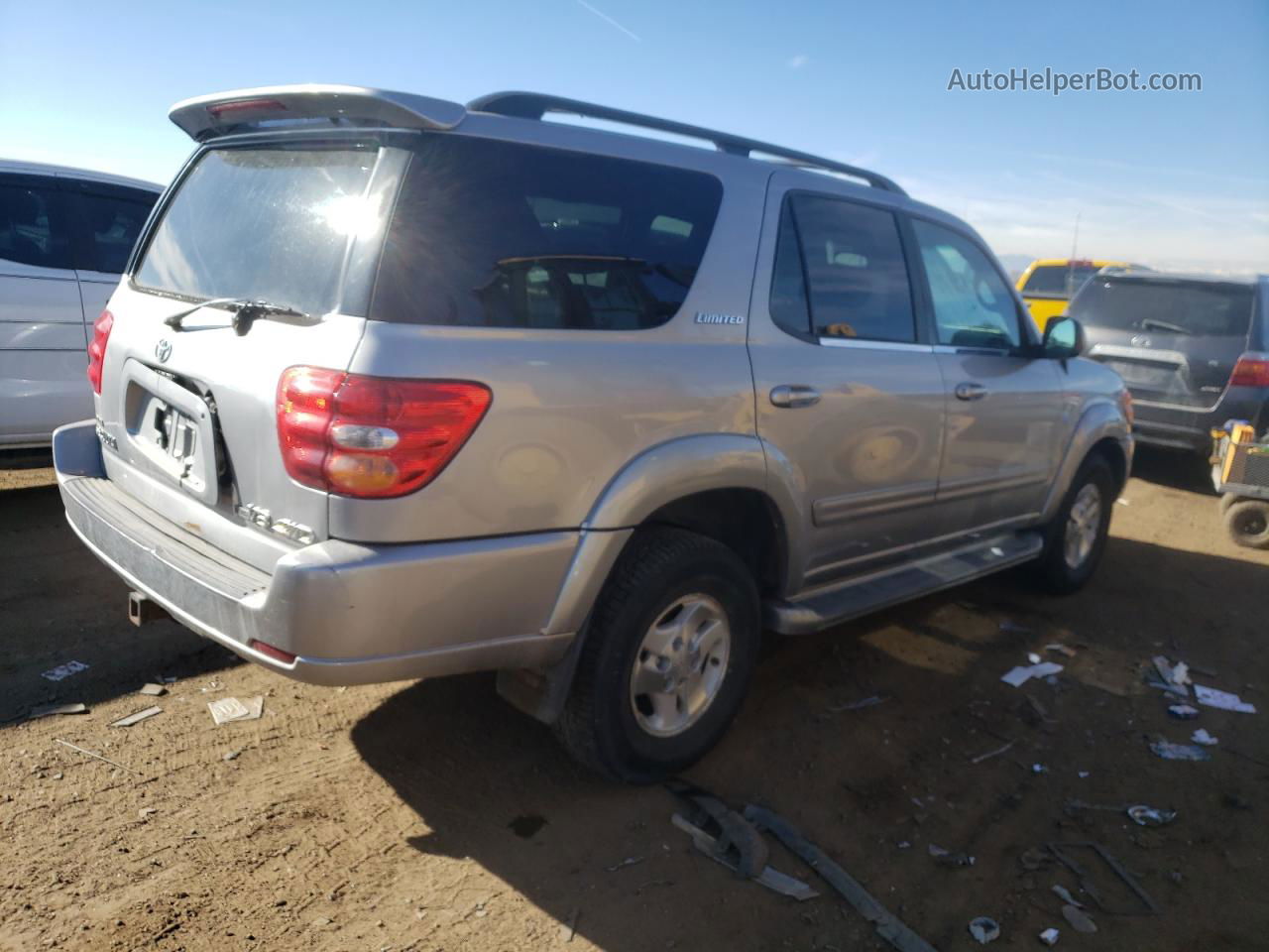 2002 Toyota Sequoia Limited Silver vin: 5TDBT48A22S096573