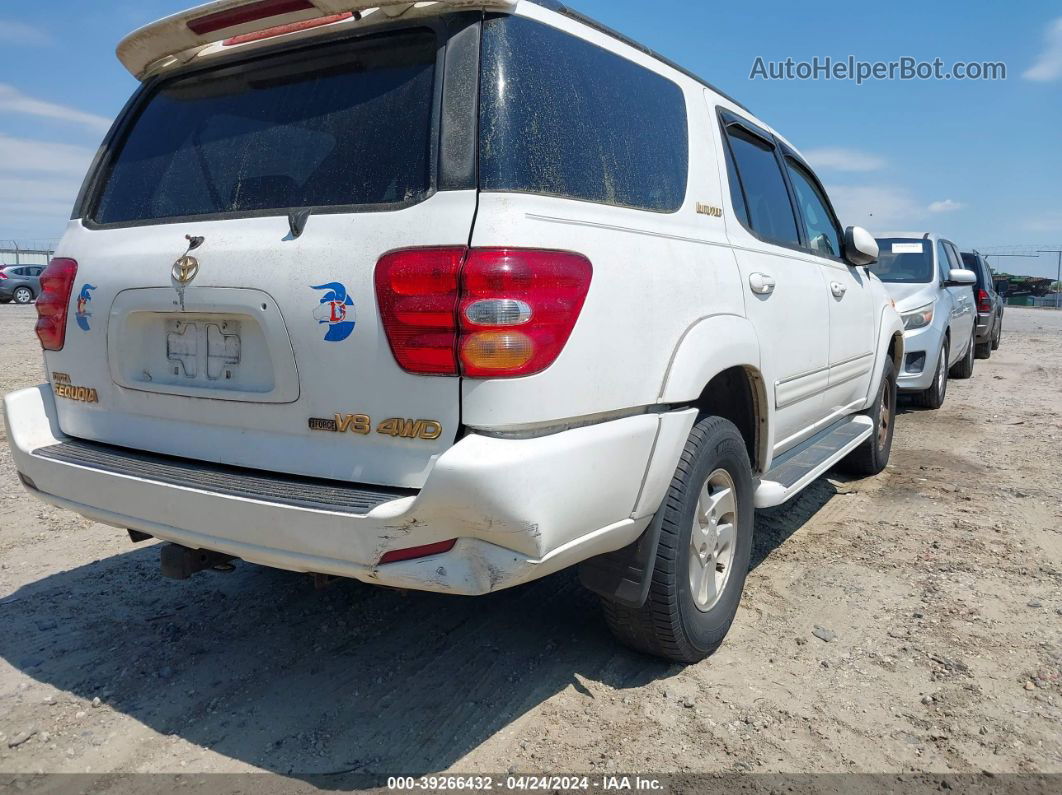 2002 Toyota Sequoia Limited V8 White vin: 5TDBT48A32S128320