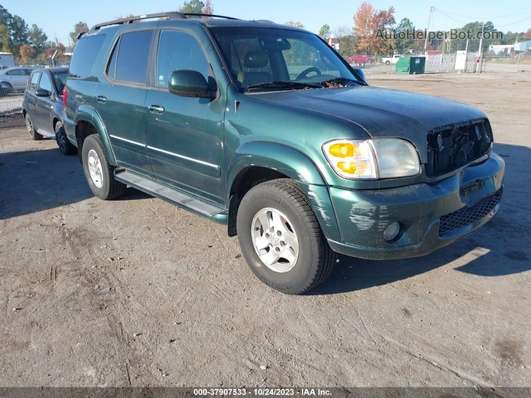 2002 Toyota Sequoia Limited Green vin: 5TDBT48A42S084313