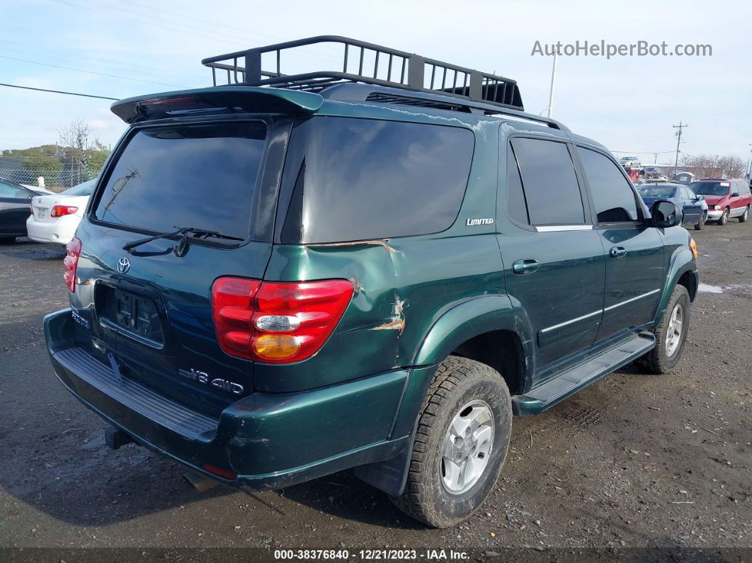 2002 Toyota Sequoia Limited Green vin: 5TDBT48A52S076480
