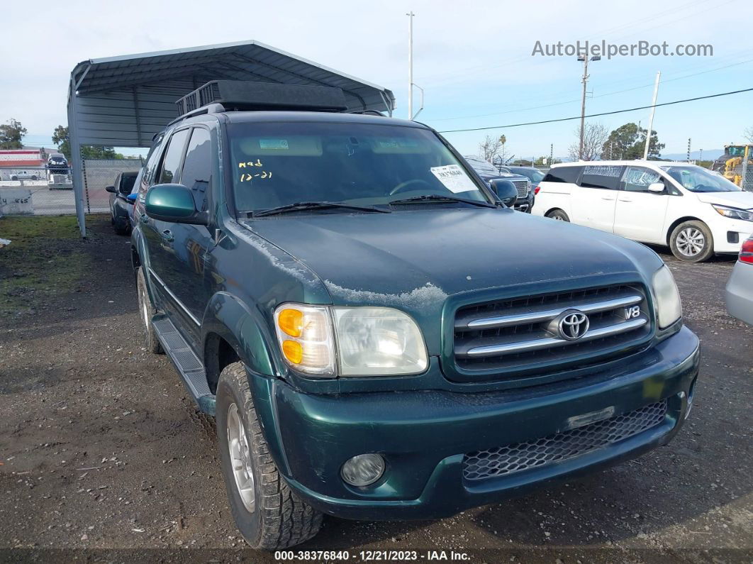 2002 Toyota Sequoia Limited Green vin: 5TDBT48A52S076480