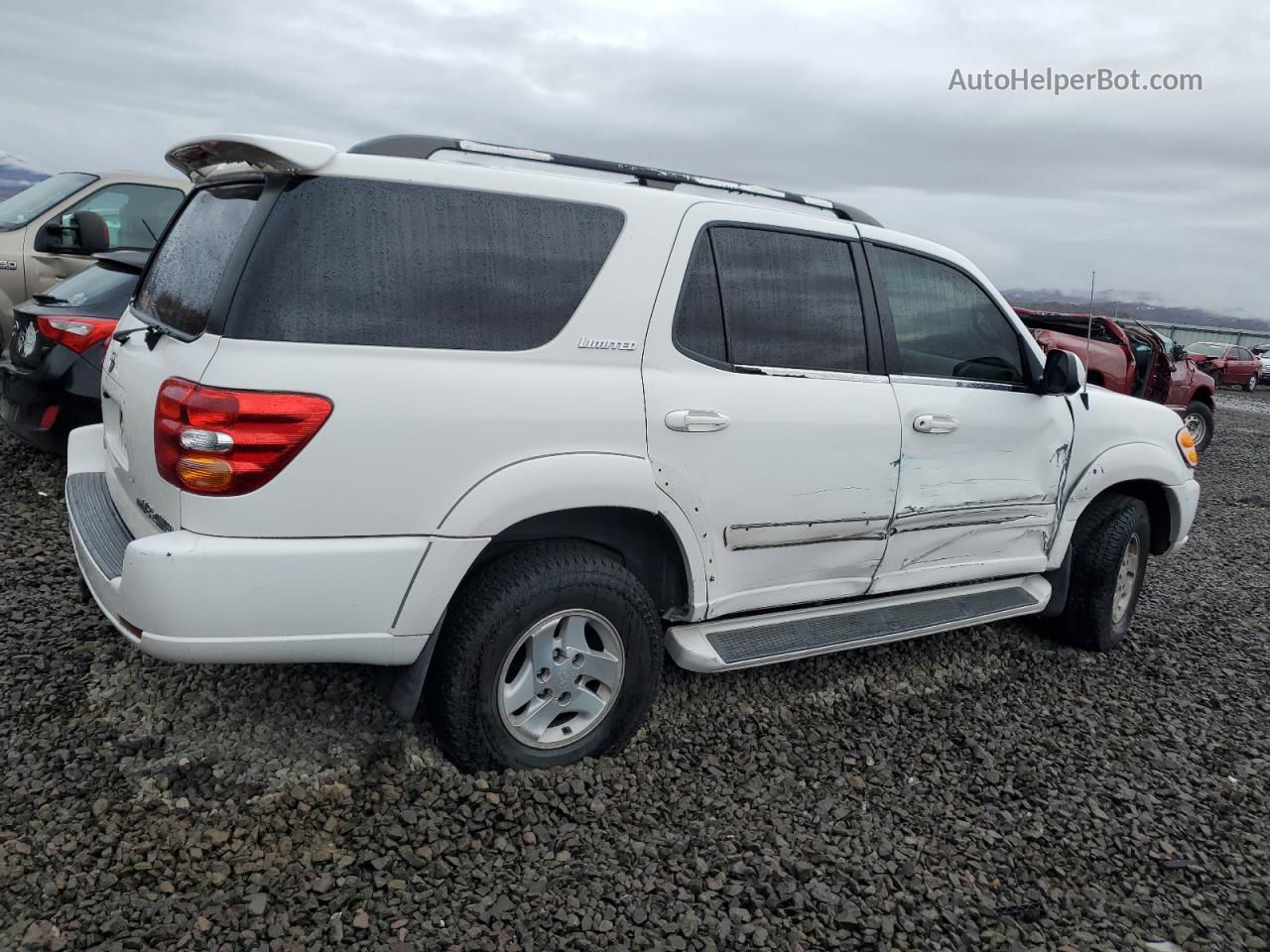 2002 Toyota Sequoia Limited White vin: 5TDBT48A72S074486