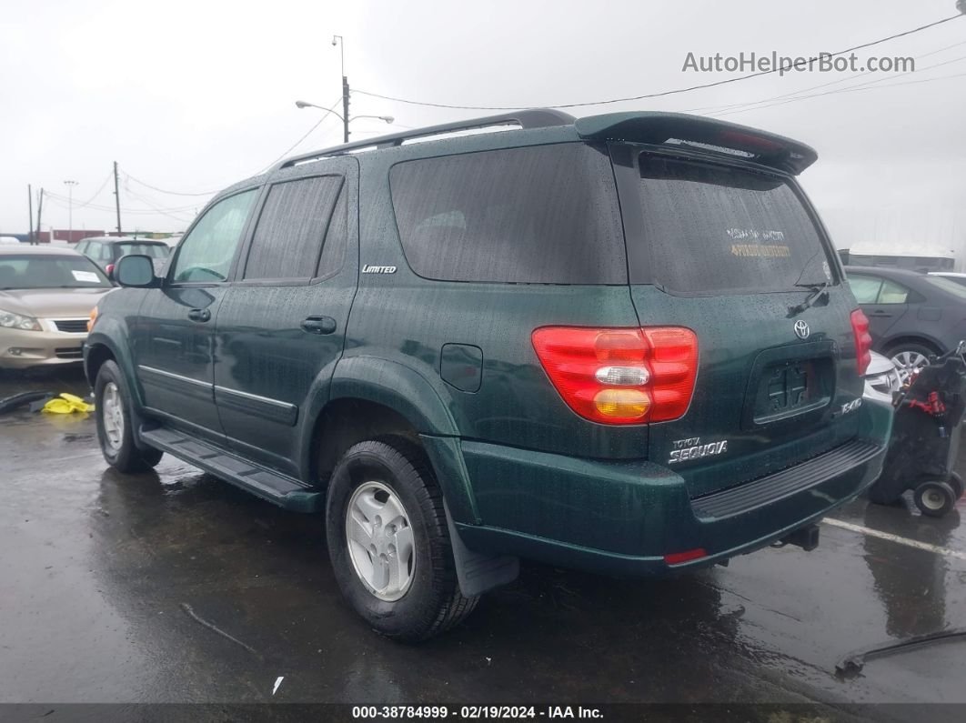 2002 Toyota Sequoia Limited Green vin: 5TDBT48A82S117328