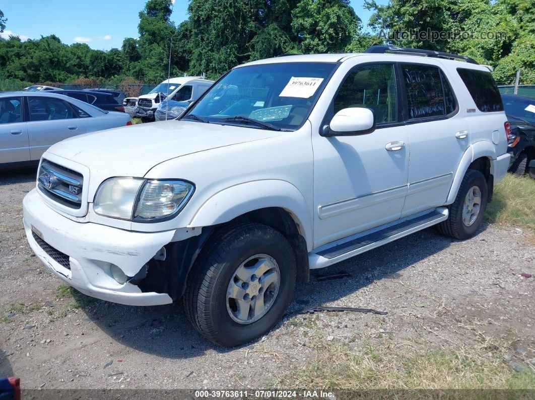 2002 Toyota Sequoia Limited V8 White vin: 5TDBT48A92S058757