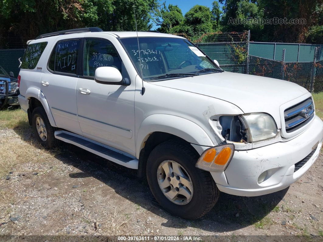 2002 Toyota Sequoia Limited V8 White vin: 5TDBT48A92S058757