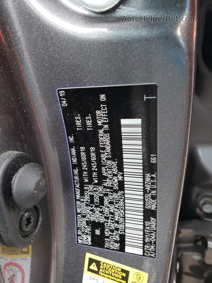 2019 Toyota Highlander Le Gray vin: 5TDBZRFH5KS984276
