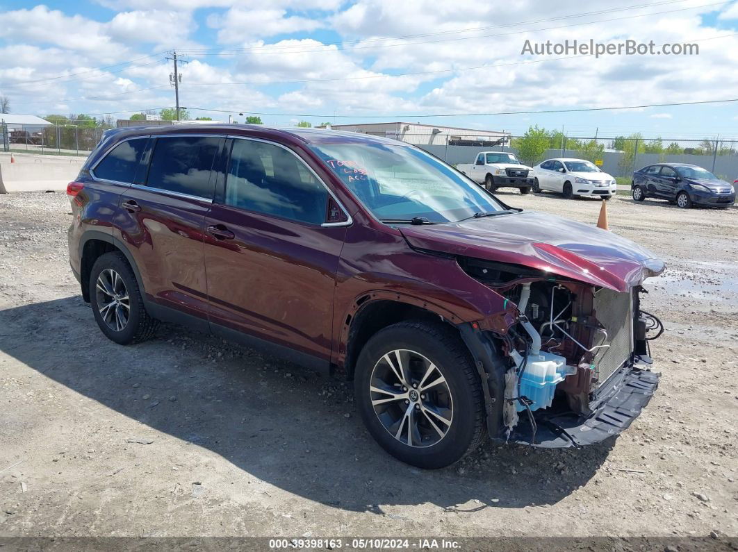 2019 Toyota Highlander Le Maroon vin: 5TDBZRFH7KS963106