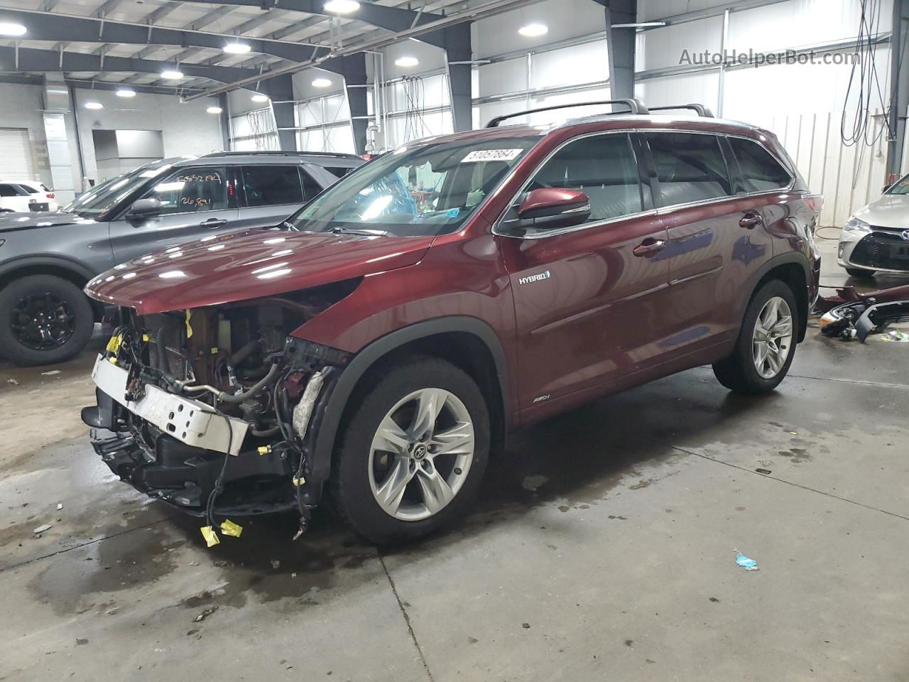 2016 Toyota Highlander Hybrid Limited Burgundy vin: 5TDDCRFH8GS017775