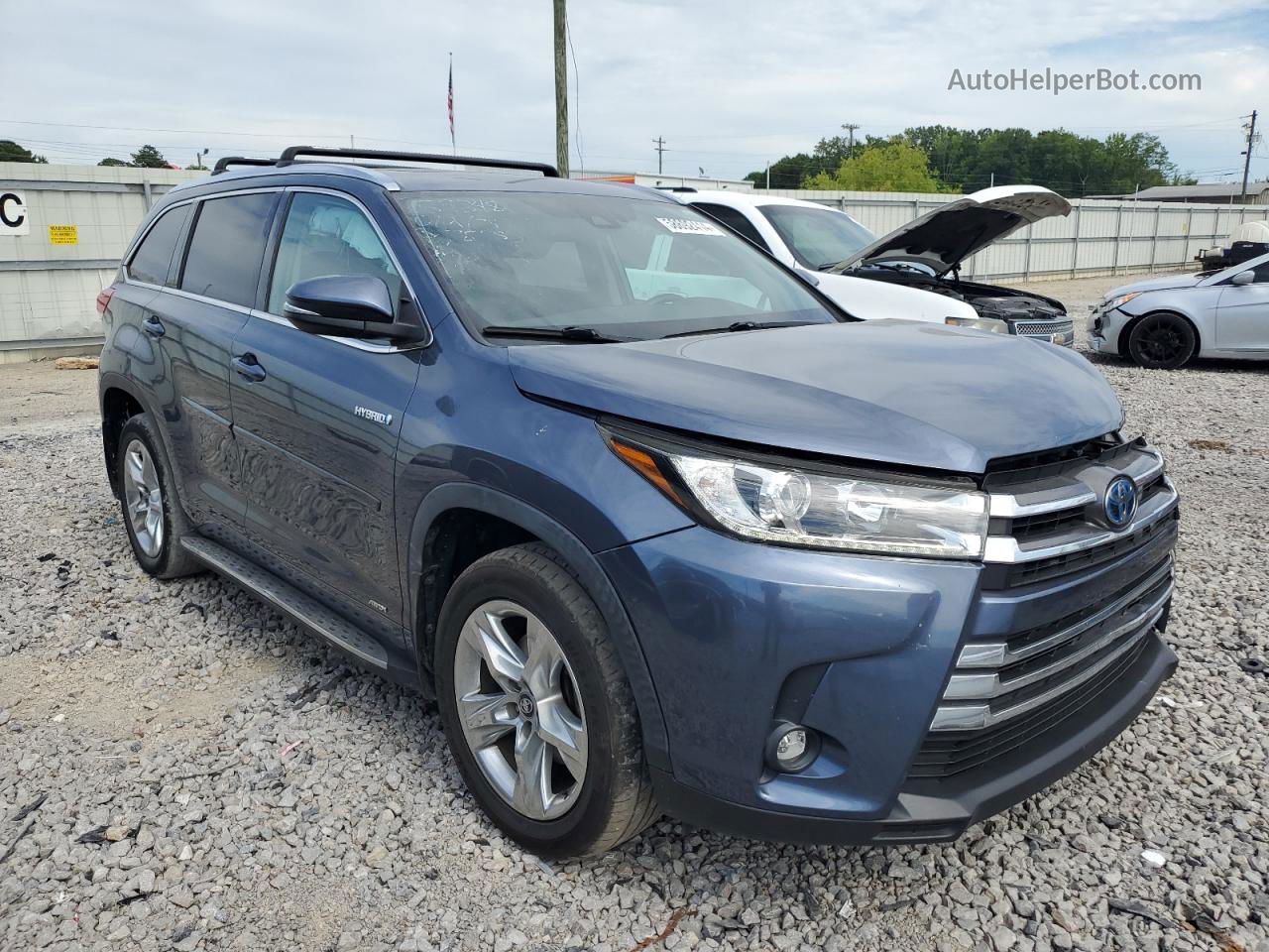 2019 Toyota Highlander Hybrid Limited Синий vin: 5TDDGRFH5KS070527