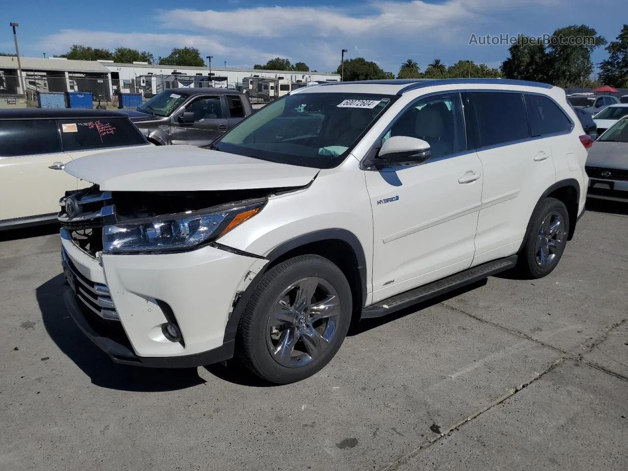 2019 Toyota Highlander Hybrid Limited White vin: 5TDDGRFH6KS058645