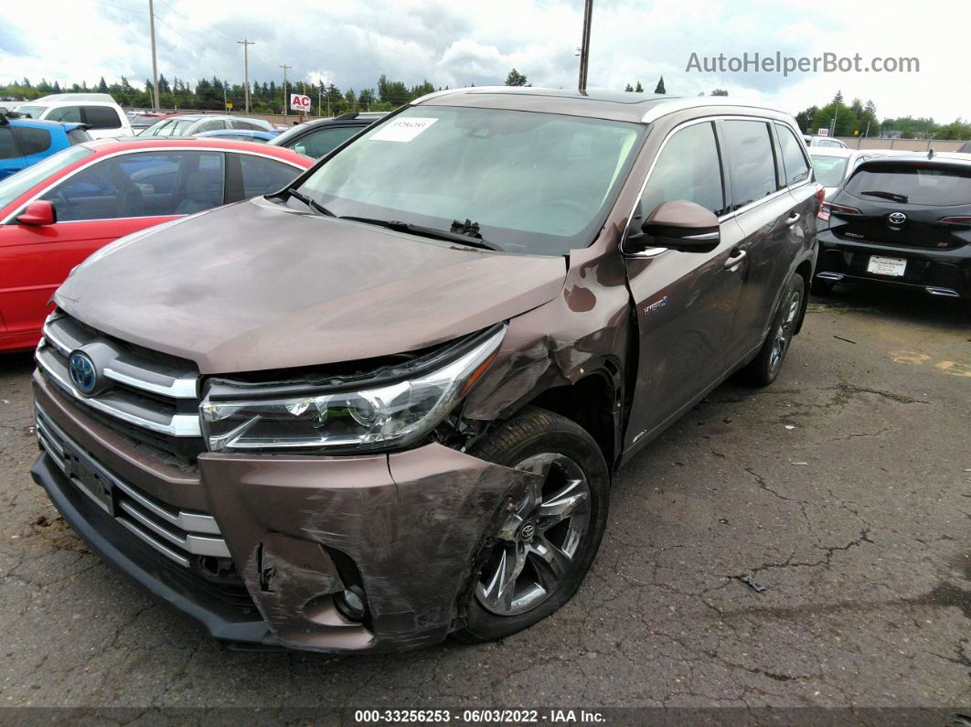 2019 Toyota Highlander Hybrid Limited Коричневый vin: 5TDDGRFH9KS054525