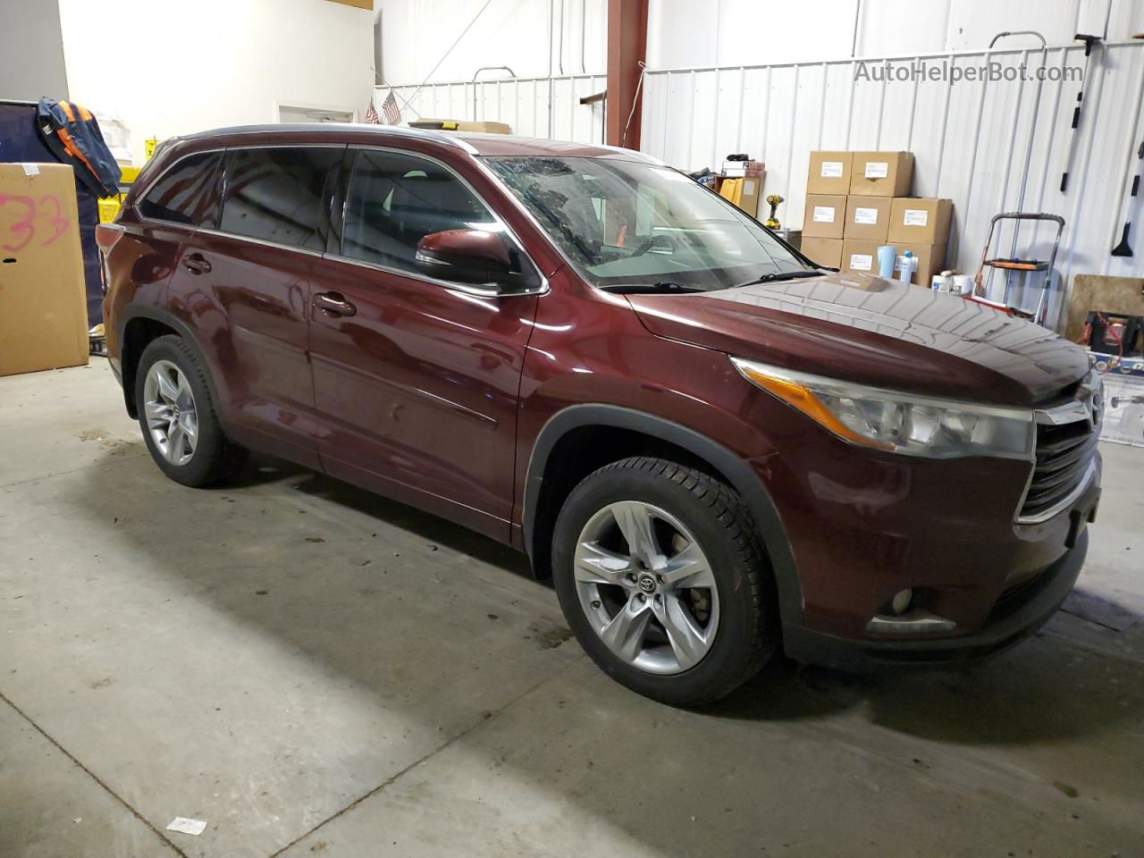 2016 Toyota Highlander Limited Бордовый vin: 5TDDKRFH0GS308192