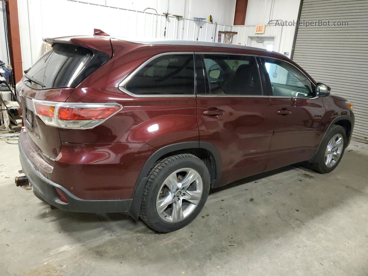 2016 Toyota Highlander Limited Burgundy vin: 5TDDKRFH0GS308192