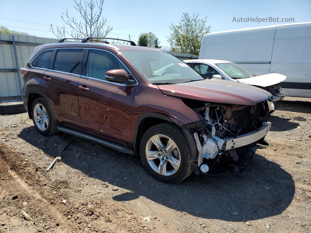 2016 Toyota Highlander Limited Maroon vin: 5TDDKRFH2GS339508