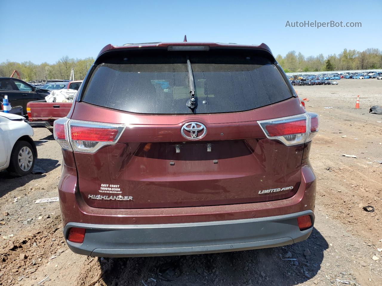 2016 Toyota Highlander Limited Maroon vin: 5TDDKRFH2GS339508