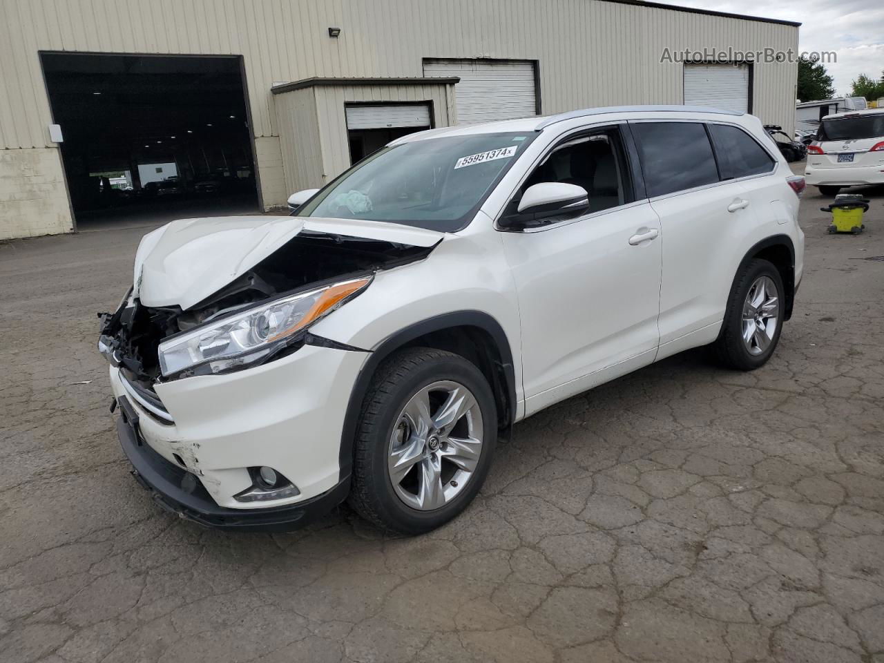 2016 Toyota Highlander Limited White vin: 5TDDKRFH2GS348435