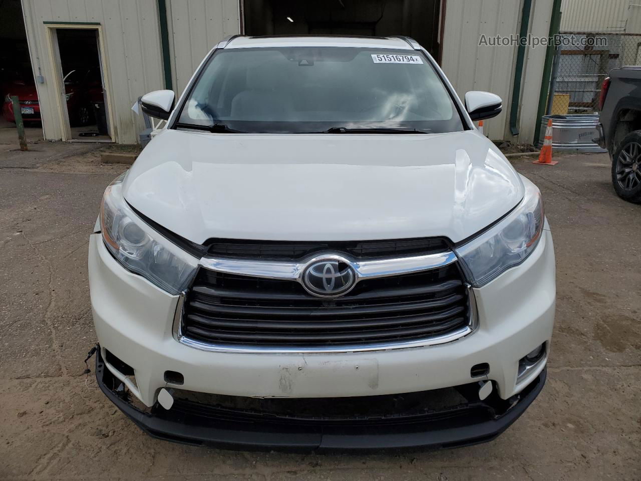 2016 Toyota Highlander Limited White vin: 5TDDKRFH6GS284397