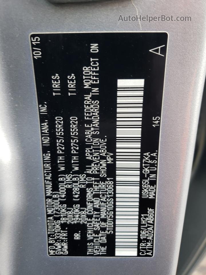 2016 Toyota Sequoia Platinum Silver vin: 5TDDY5G10GS130681