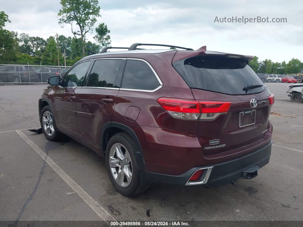 2019 Toyota Highlander Limited Maroon vin: 5TDDZRFH0KS704000