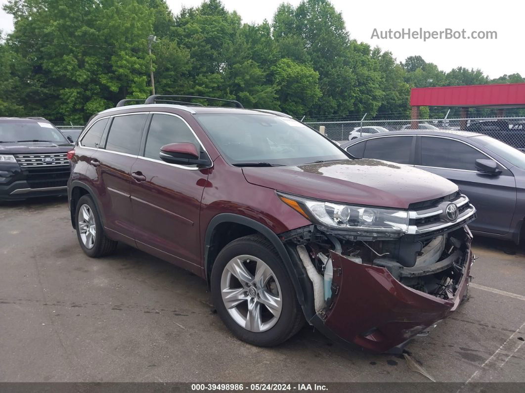 2019 Toyota Highlander Limited Maroon vin: 5TDDZRFH0KS704000