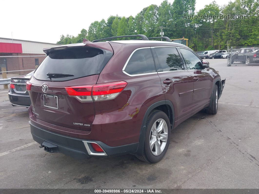 2019 Toyota Highlander Limited Maroon vin: 5TDDZRFH0KS704000