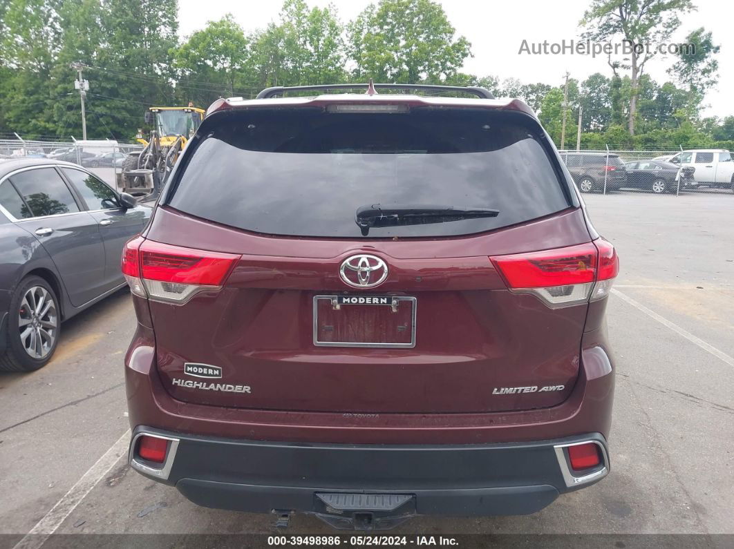 2019 Toyota Highlander Limited Maroon vin: 5TDDZRFH0KS704000