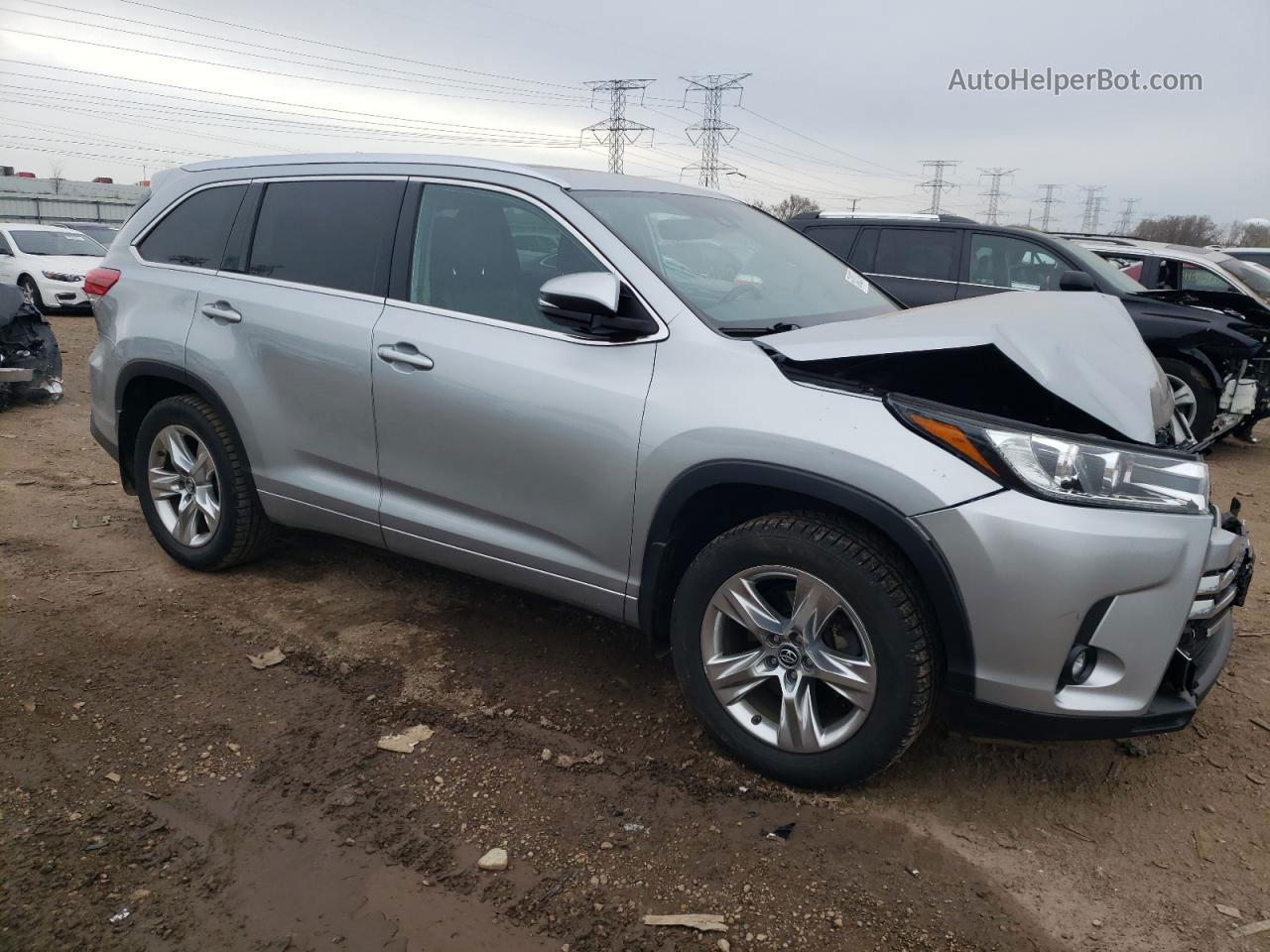 2019 Toyota Highlander Limited Серебряный vin: 5TDDZRFH4KS920030