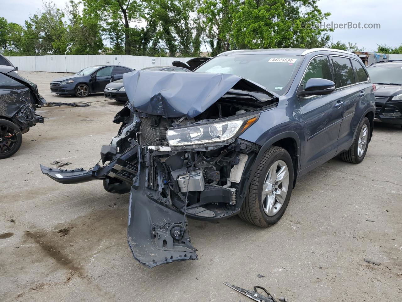 2019 Toyota Highlander Limited Синий vin: 5TDDZRFH6KS716894