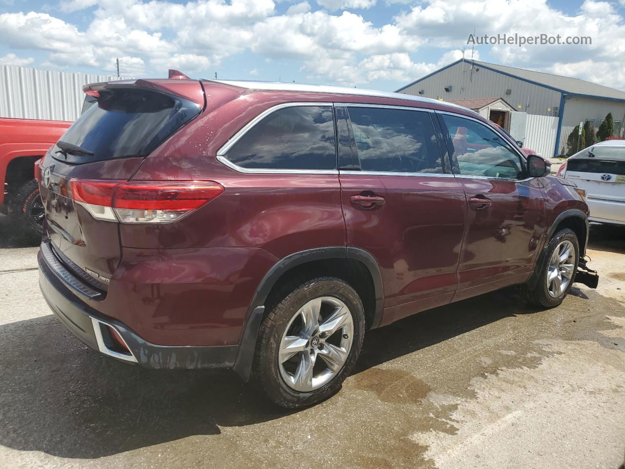 2019 Toyota Highlander Limited Бордовый vin: 5TDDZRFH9KS727727