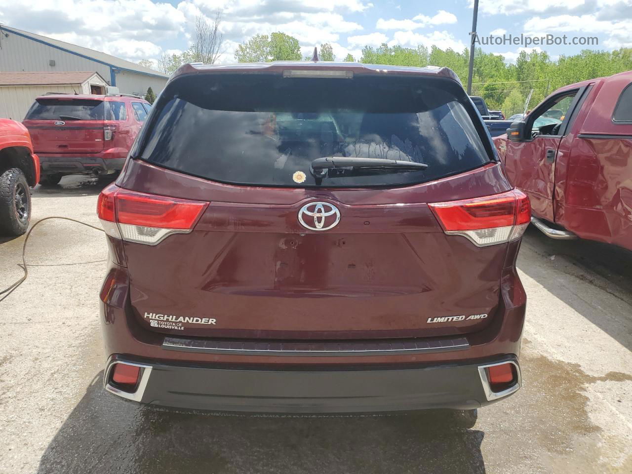 2019 Toyota Highlander Limited Бордовый vin: 5TDDZRFH9KS727727