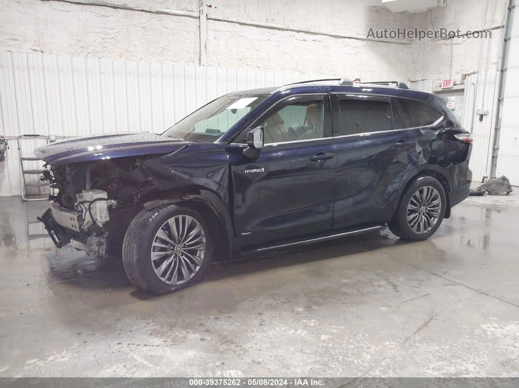 2021 Toyota Highlander Hybrid Platinum Синий vin: 5TDEBRCH4MS017828