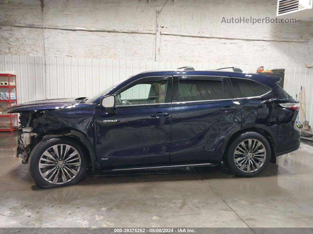 2021 Toyota Highlander Hybrid Platinum Синий vin: 5TDEBRCH4MS017828