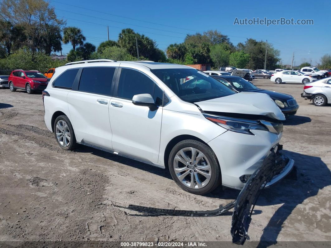 2022 Toyota Sienna Platinum White vin: 5TDERKEC0NS100162