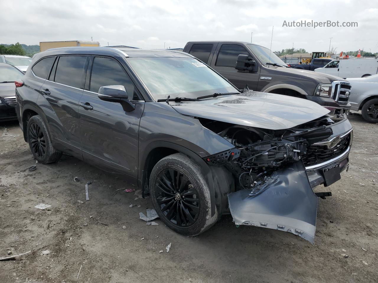 2021 Toyota Highlander Platinum Серый vin: 5TDFZRBH0MS101338