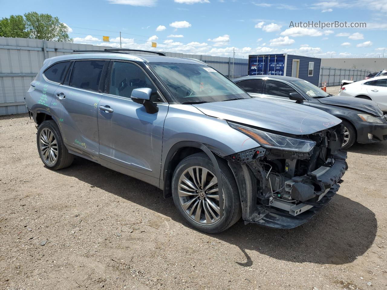 2021 Toyota Highlander Platinum Синий vin: 5TDFZRBH5MS080521