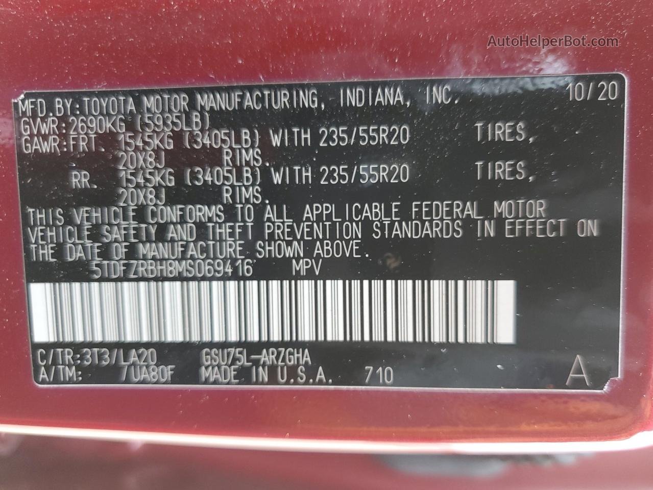 2021 Toyota Highlander Platinum Red vin: 5TDFZRBH8MS069416