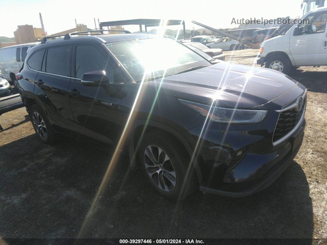 2021 Toyota Highlander Hybrid Xle Синий vin: 5TDHBRCH0MS050743