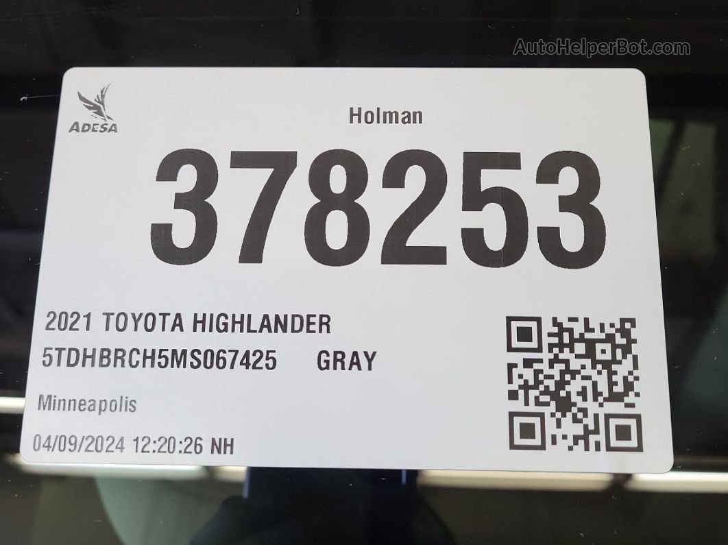 2021 Toyota Highlander Hybrid Xle vin: 5TDHBRCH5MS067425