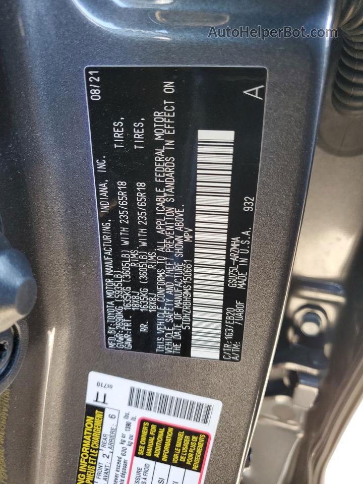2021 Toyota Highlander Xle Серый vin: 5TDHZRBH9MS150661