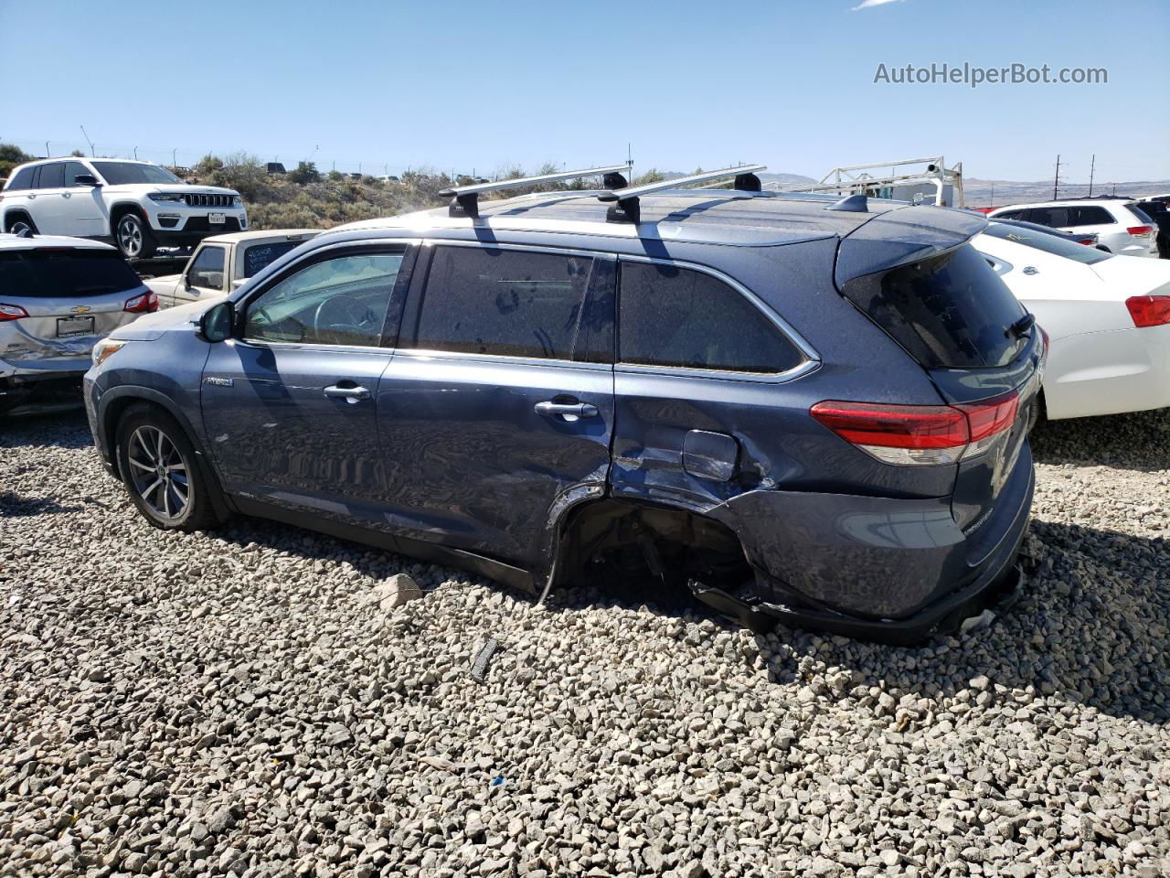 2019 Toyota Highlander Hybrid Blue vin: 5TDJGRFH4KS058288