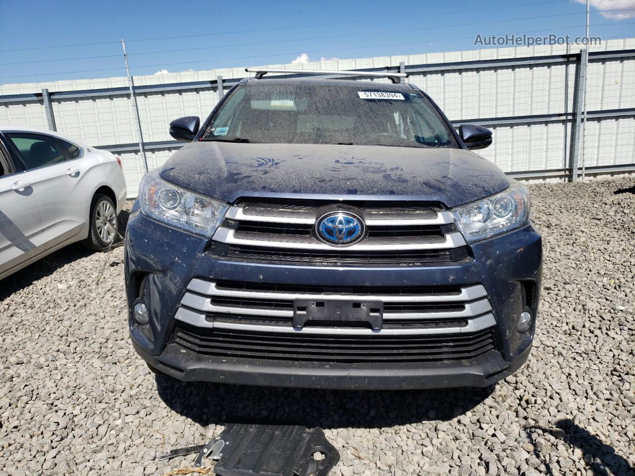 2019 Toyota Highlander Hybrid Blue vin: 5TDJGRFH4KS058288