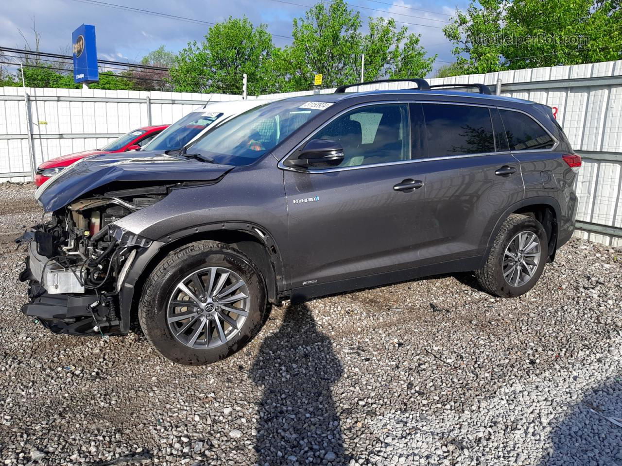 2019 Toyota Highlander Hybrid Серый vin: 5TDJGRFH4KS065872