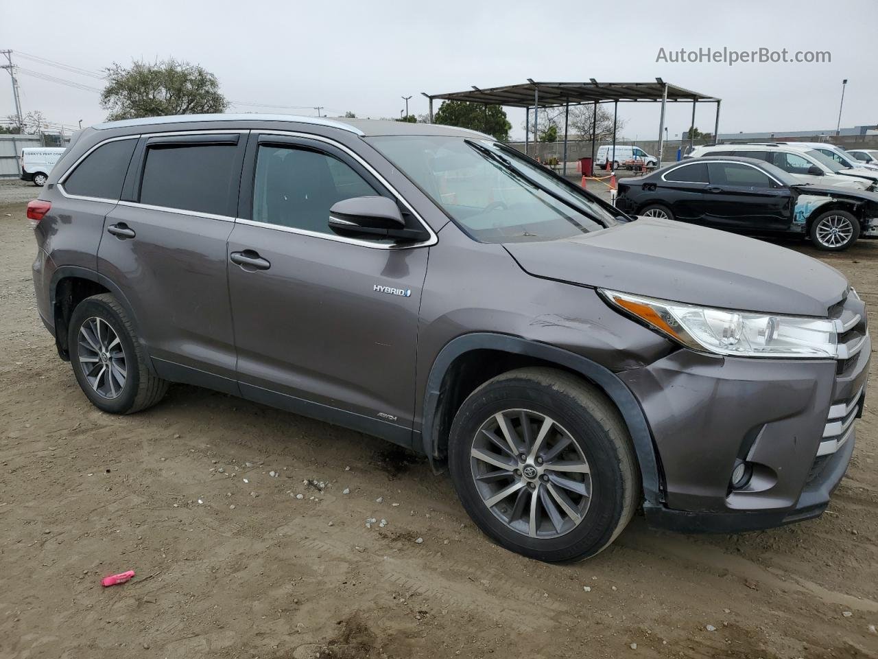 2019 Toyota Highlander Hybrid Серый vin: 5TDJGRFH9KS065818