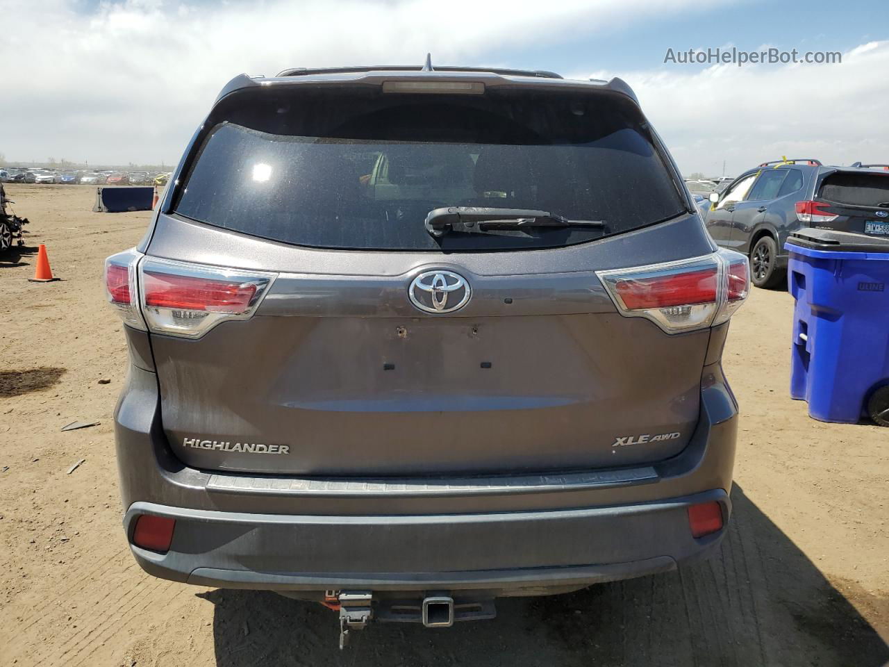 2016 Toyota Highlander Xle Gray vin: 5TDJKRFH0GS240771