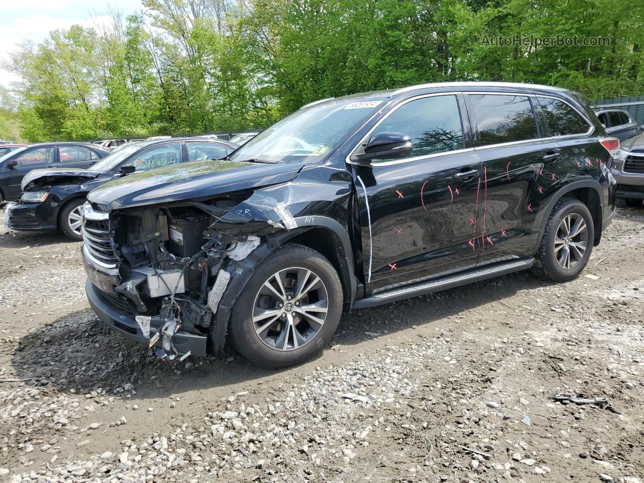 2016 Toyota Highlander Xle Black vin: 5TDJKRFH1GS245817