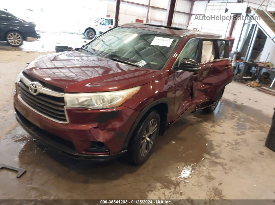 2016 Toyota Highlander Xle V6 Red vin: 5TDJKRFH1GS273794