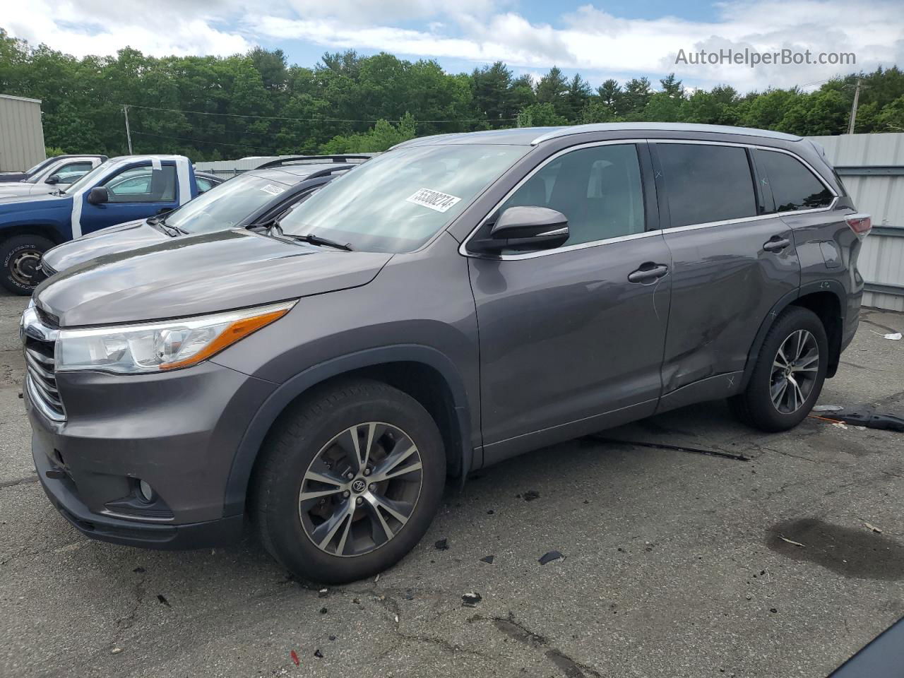 2016 Toyota Highlander Xle Серый vin: 5TDJKRFH1GS302324