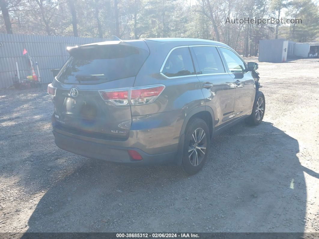 2016 Toyota Highlander Xle V6 Gray vin: 5TDJKRFH3GS239534